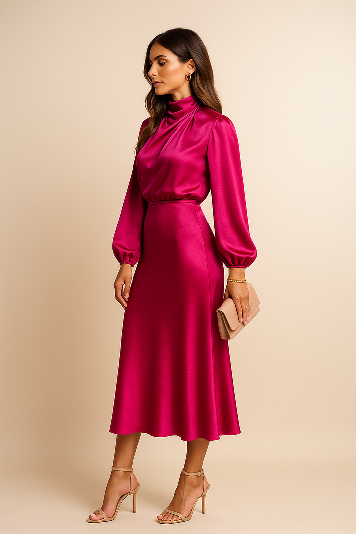 Damen Abendkleid Mit Stehkragen | Midi