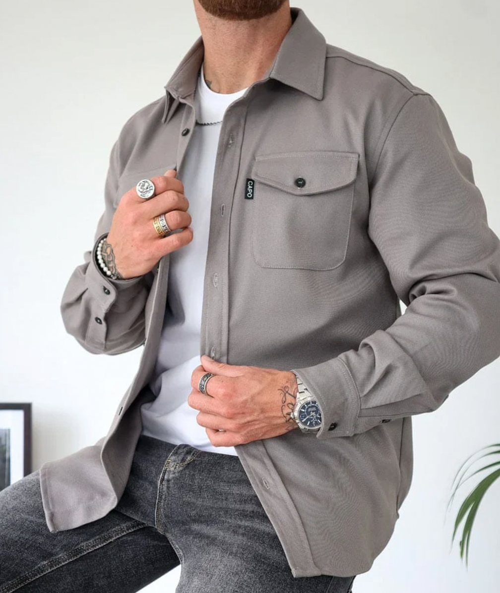 Herren Lässige Jacke mit Knöpfen | Lange Ärmel