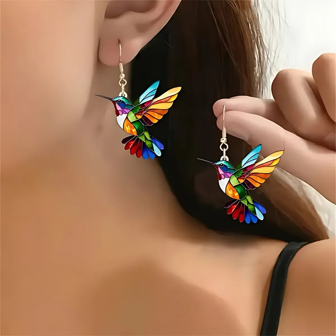 Damskie Naszyjnik i Kolczyki z Motywem Kolibra | Komplet Biżuterii
