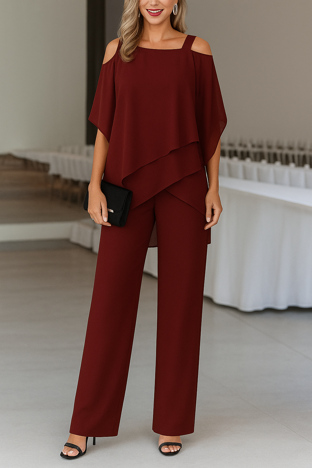 Women's Layered Jumpsuit with Off-Shoulder | Wide Legs