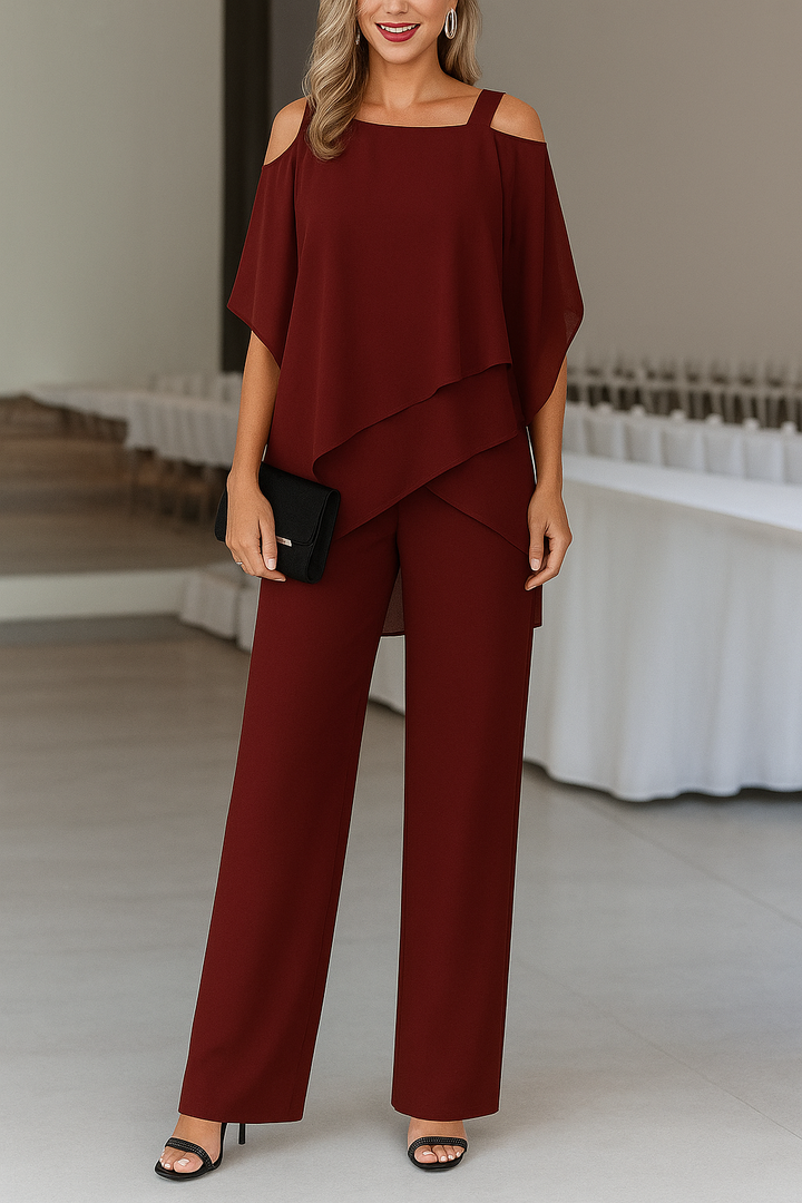 Women's Layered Jumpsuit with Off-Shoulder | Wide Legs