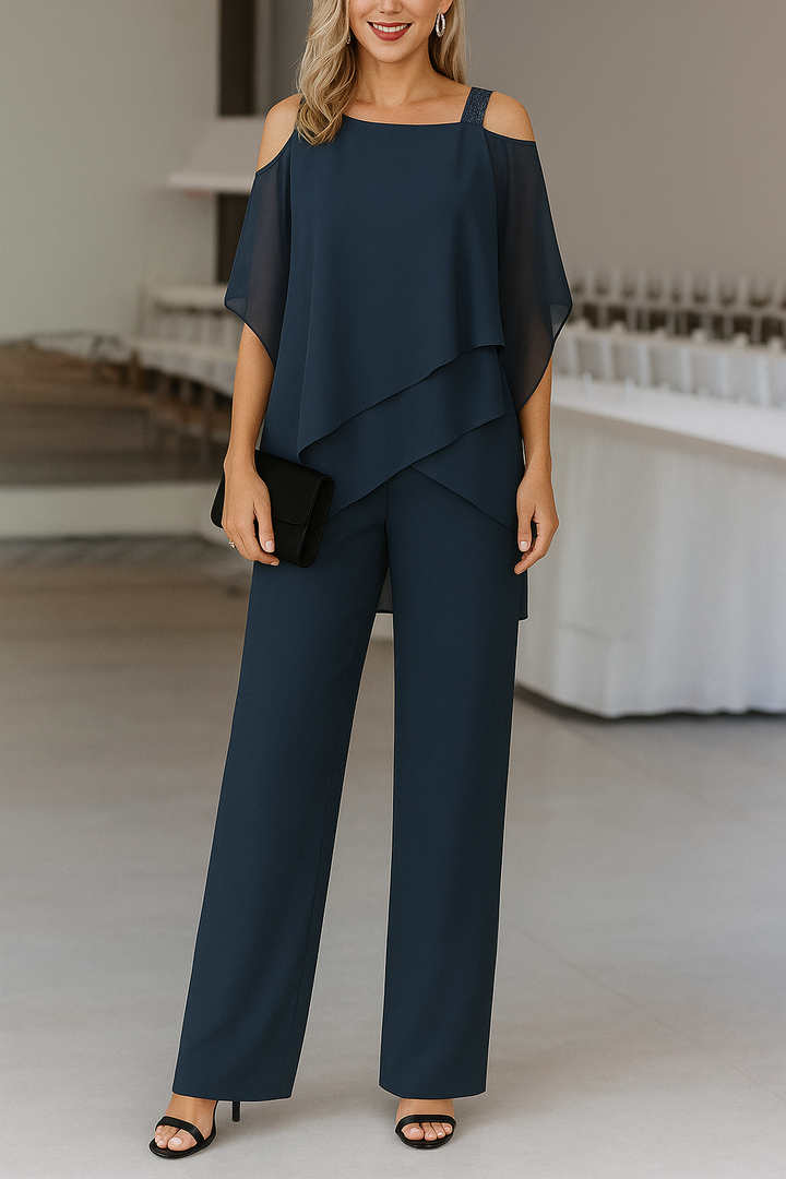 Women's Layered Jumpsuit with Off-Shoulder | Wide Legs