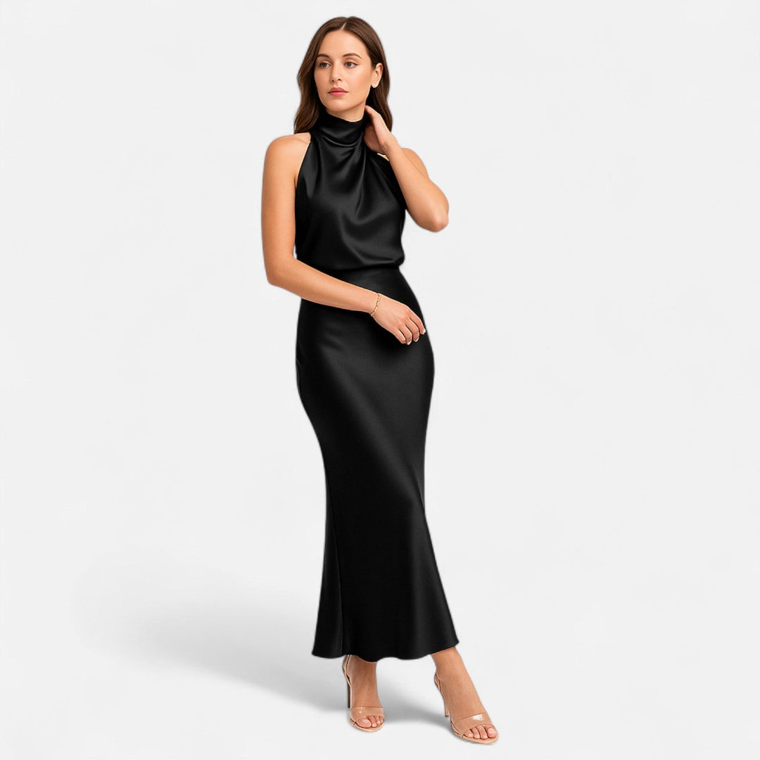 Damen Abendkleid mit hohem Ausschnitt | Maxi