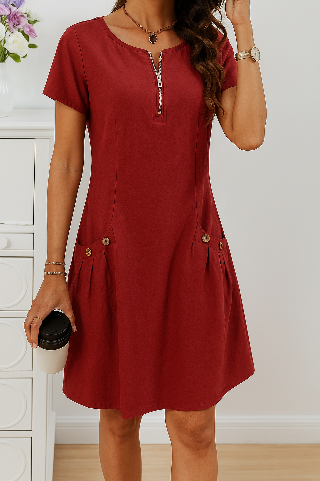 Damen Sommerkleid mit Taschen | Mini