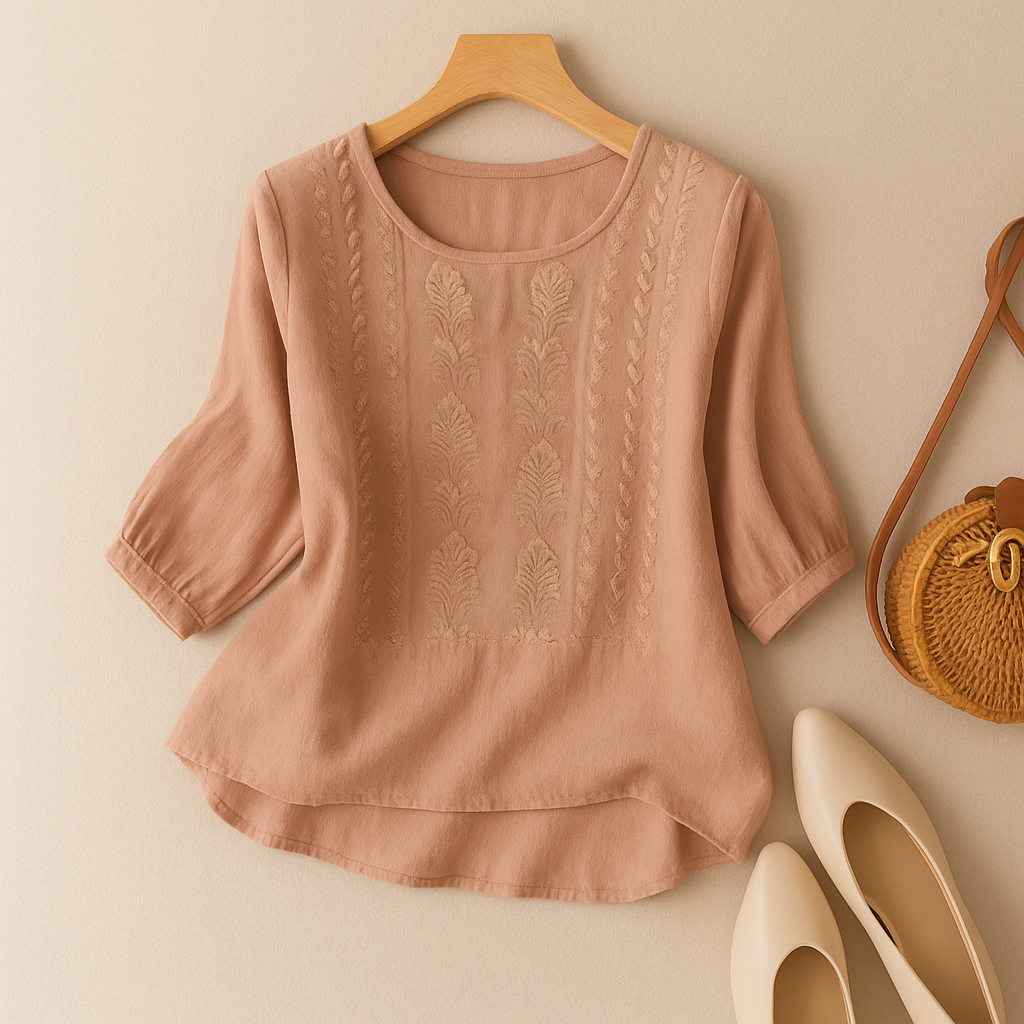 Damen Sommerbluse mit Rundhalsausschnitt | Locker
