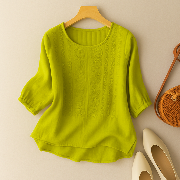 Damen Sommerbluse mit Rundhalsausschnitt | Locker
