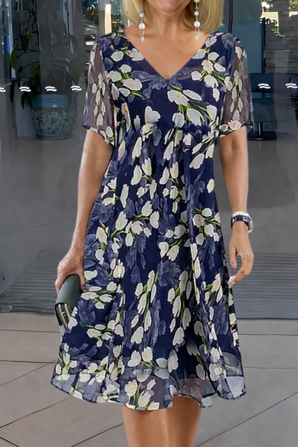 Damen Blumen Sommerkleid | Midi