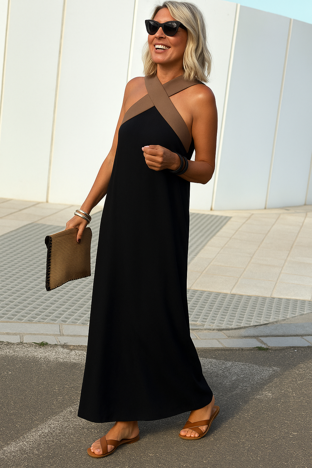 Damen Maxi-Kleid Halter | Ärmellos