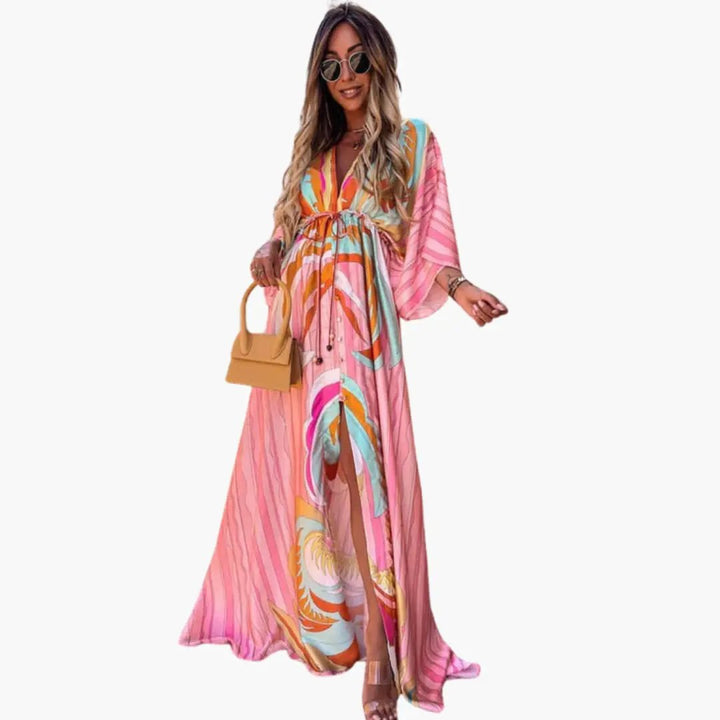 Damen Sommerkleid mit V-Ausschnitt | Maxi