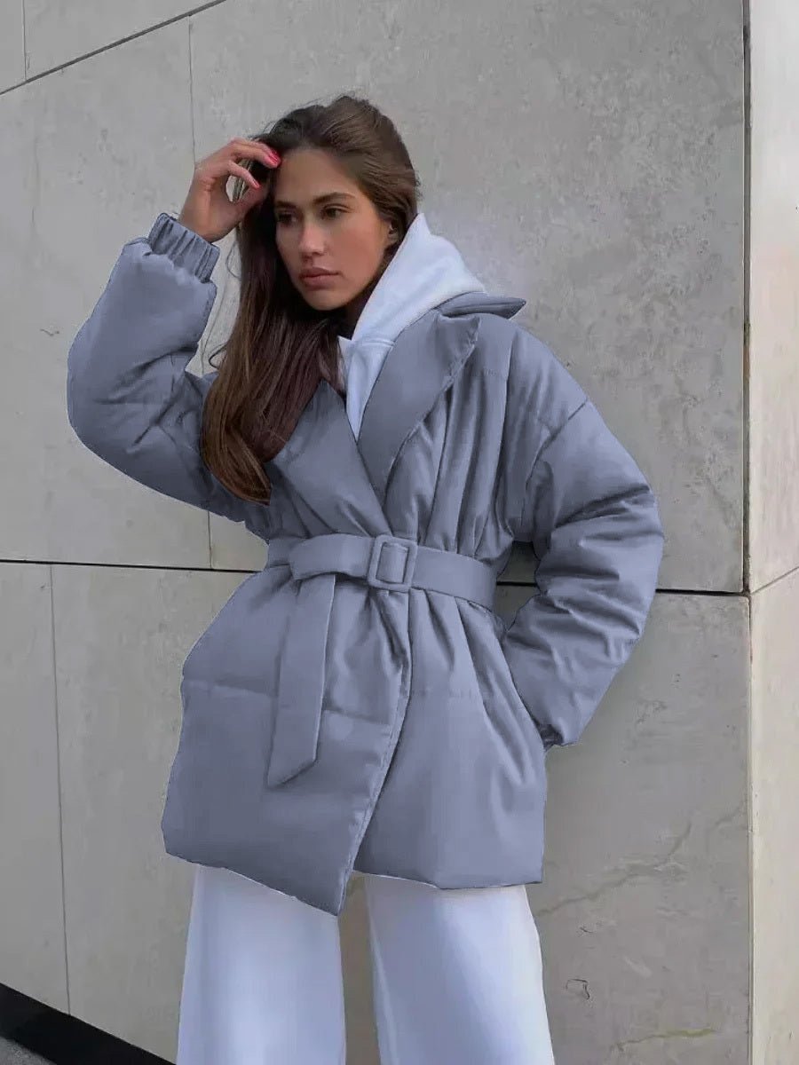 Women's Quilted Winter Jacket | With Belt