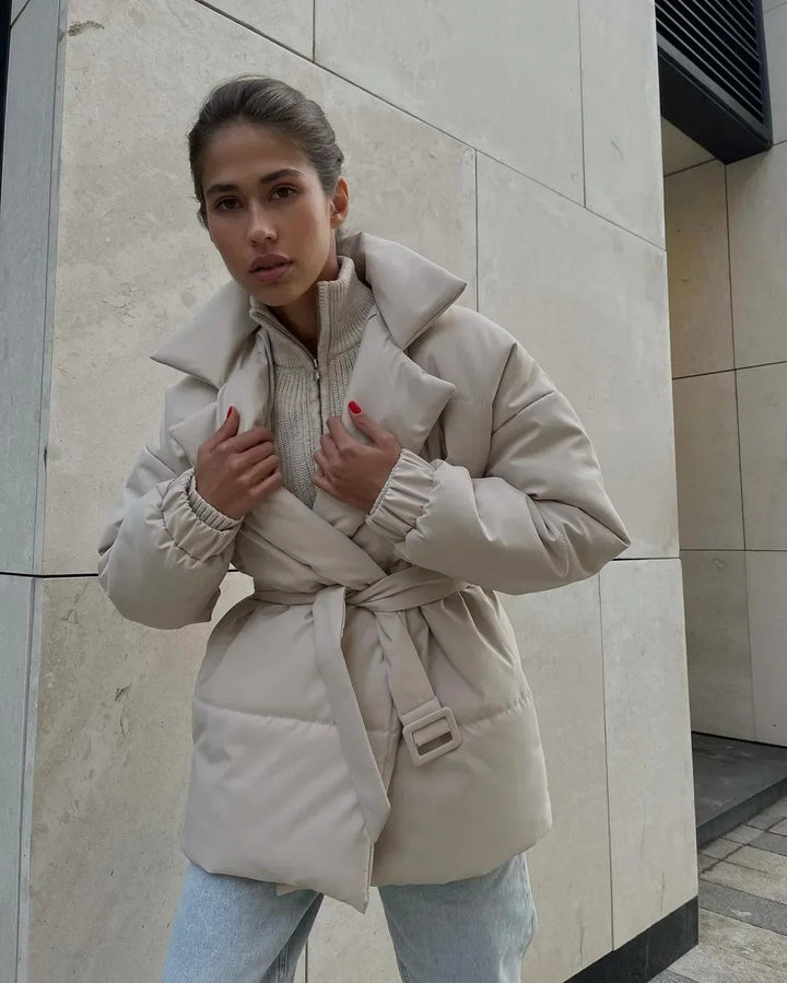 Women's Quilted Winter Jacket | With Belt