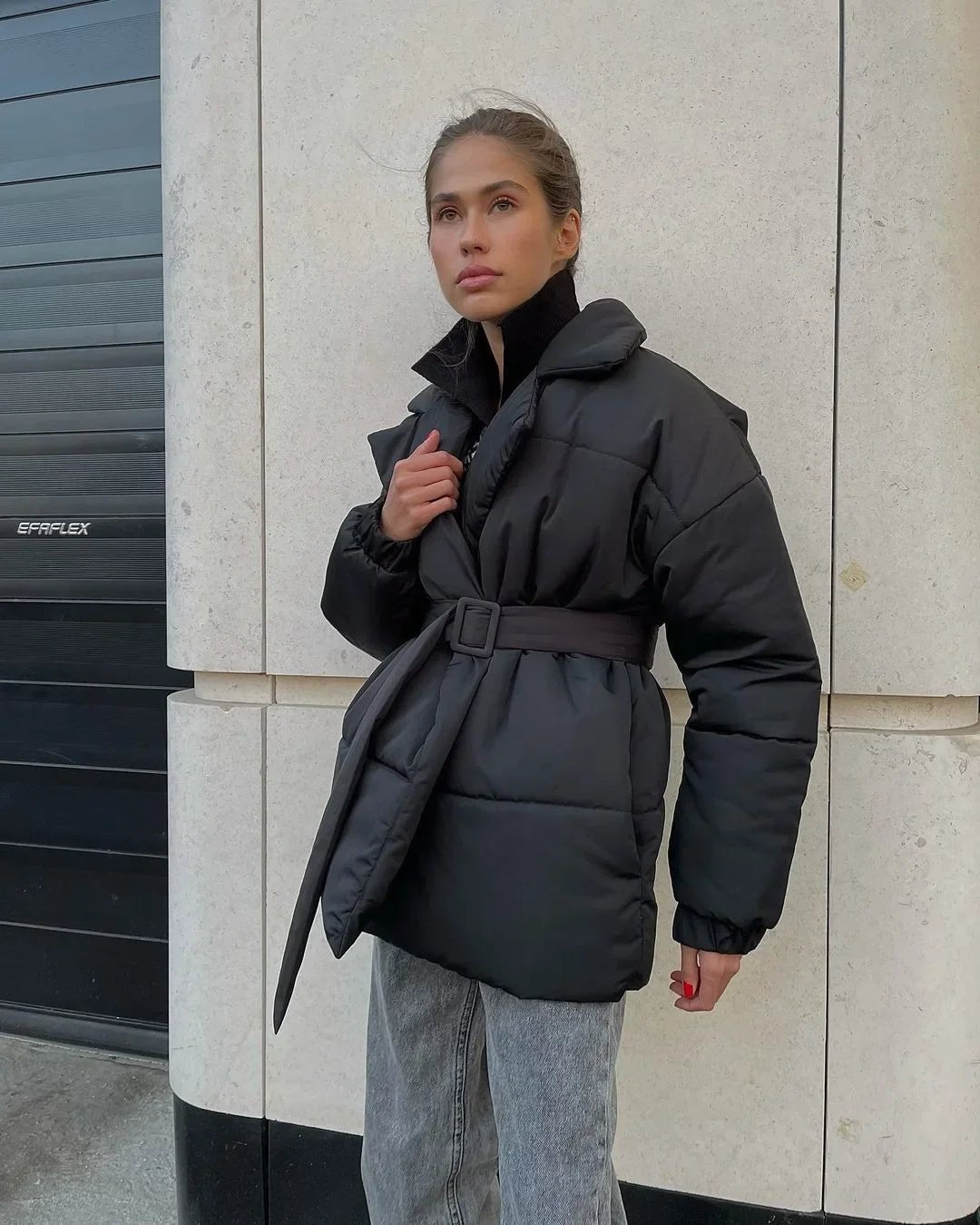 Women's Quilted Winter Jacket | With Belt