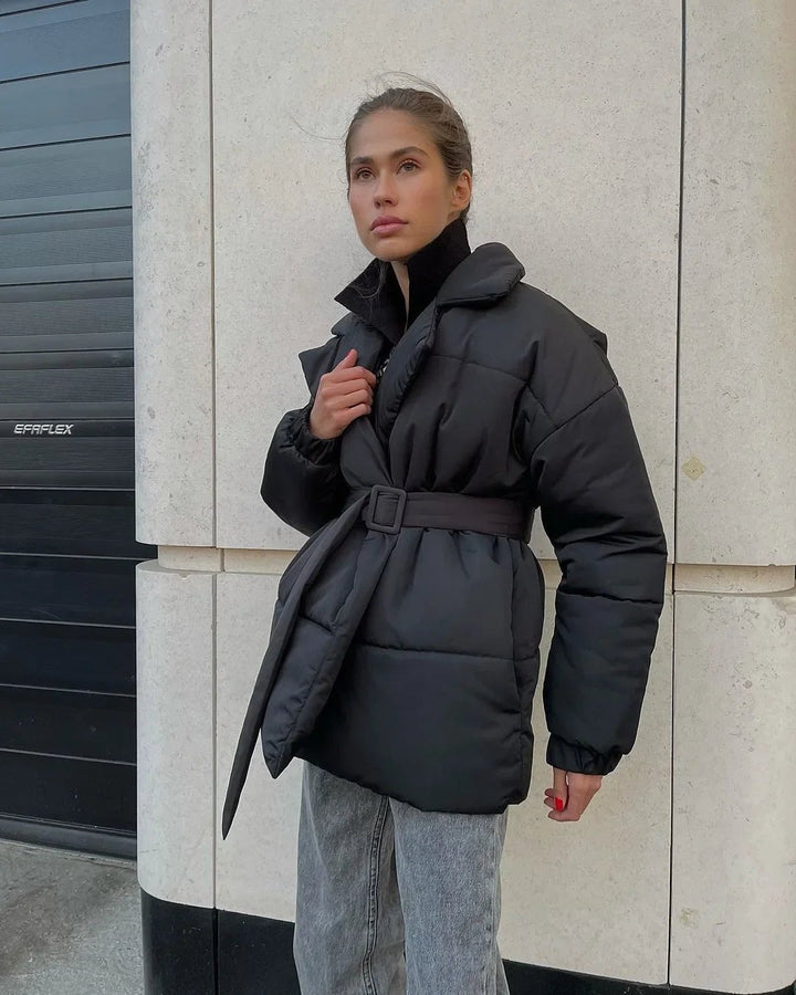 Women's Quilted Winter Jacket | With Belt