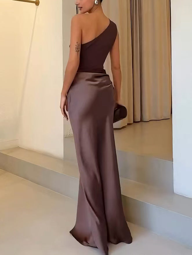 Damen Enges Kleid mit Einem Träger | Maxi