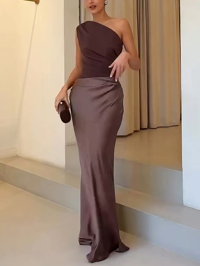 Damen Enges Kleid mit Einem Träger | Maxi