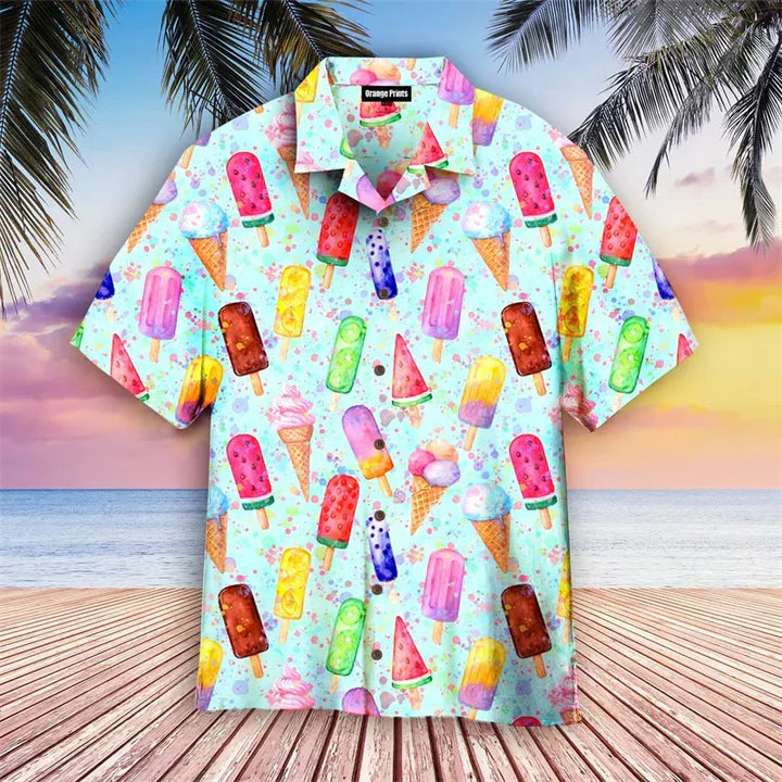 Herren Hemd mit Print und kurzen Ärmeln | Knopfleiste