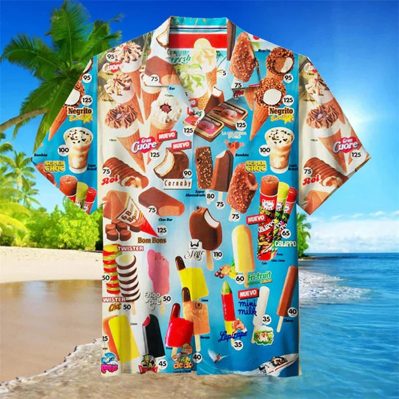 Herren Hemd mit Print und kurzen Ärmeln | Knopfleiste