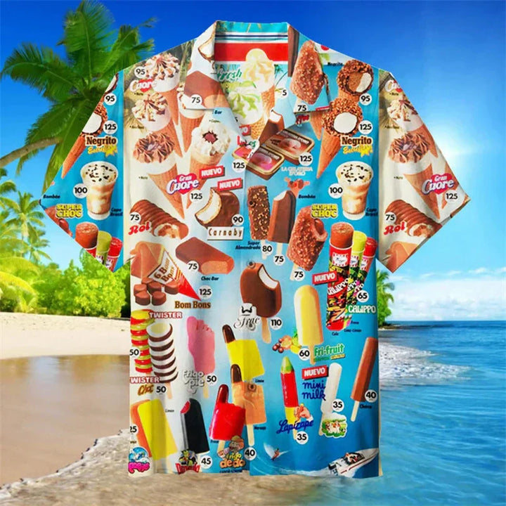 Herren Hemd mit Print und kurzen Ärmeln | Knopfleiste