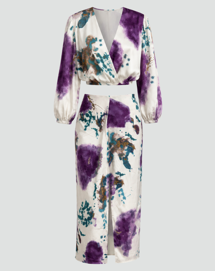 Damen-Wickelkleid mit Blumenmuster | Midi