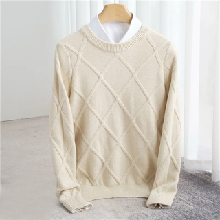 Męski sweter z fakturowanym splotem | Okrągły dekolt