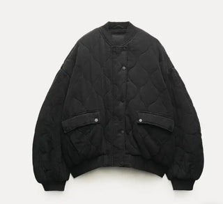 Kurtka Bomber Damska Pikowana Oversize | Lekka