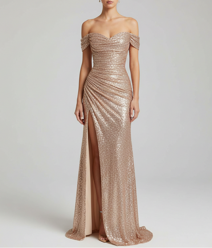 Damen Pailletten Abendkleid | Maxi