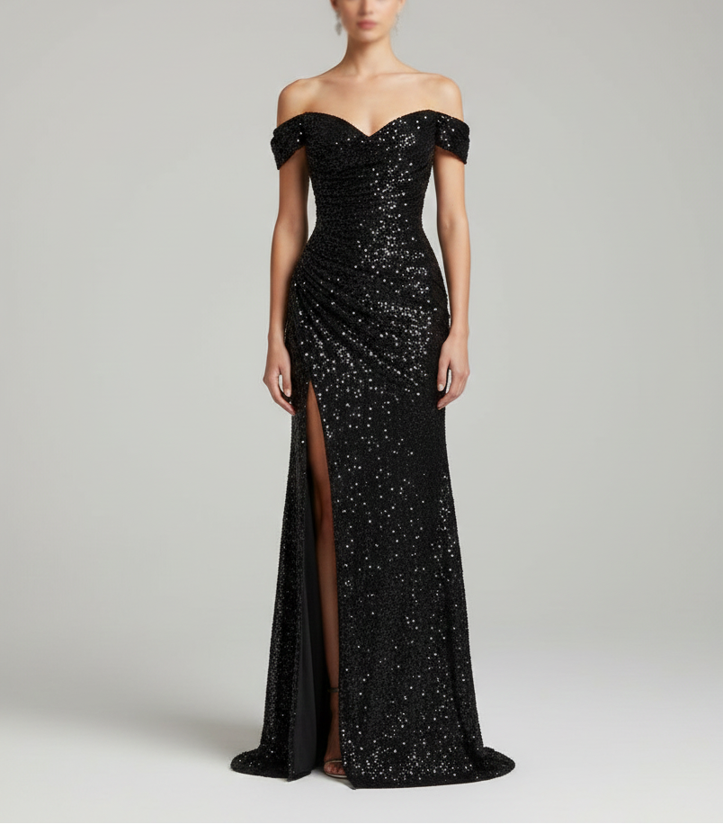 Damen Pailletten Abendkleid | Maxi