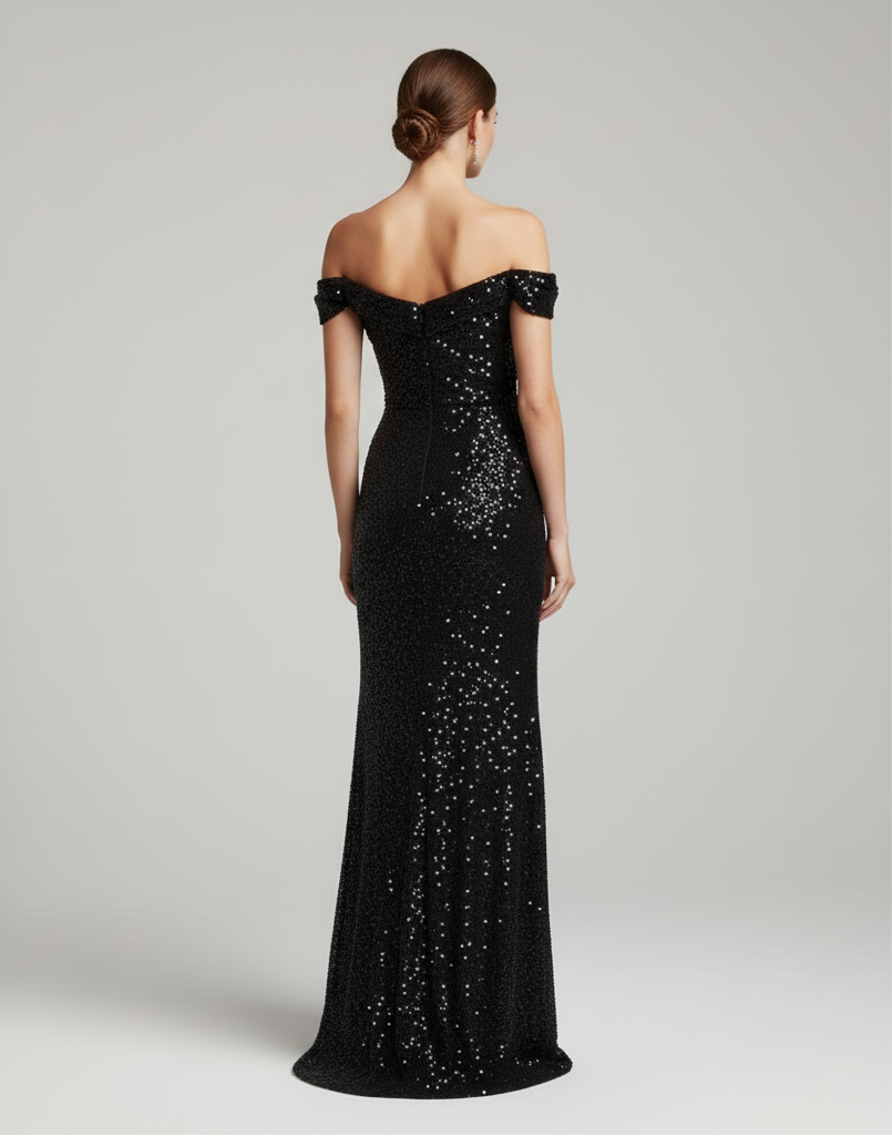 Damen Pailletten Abendkleid | Maxi