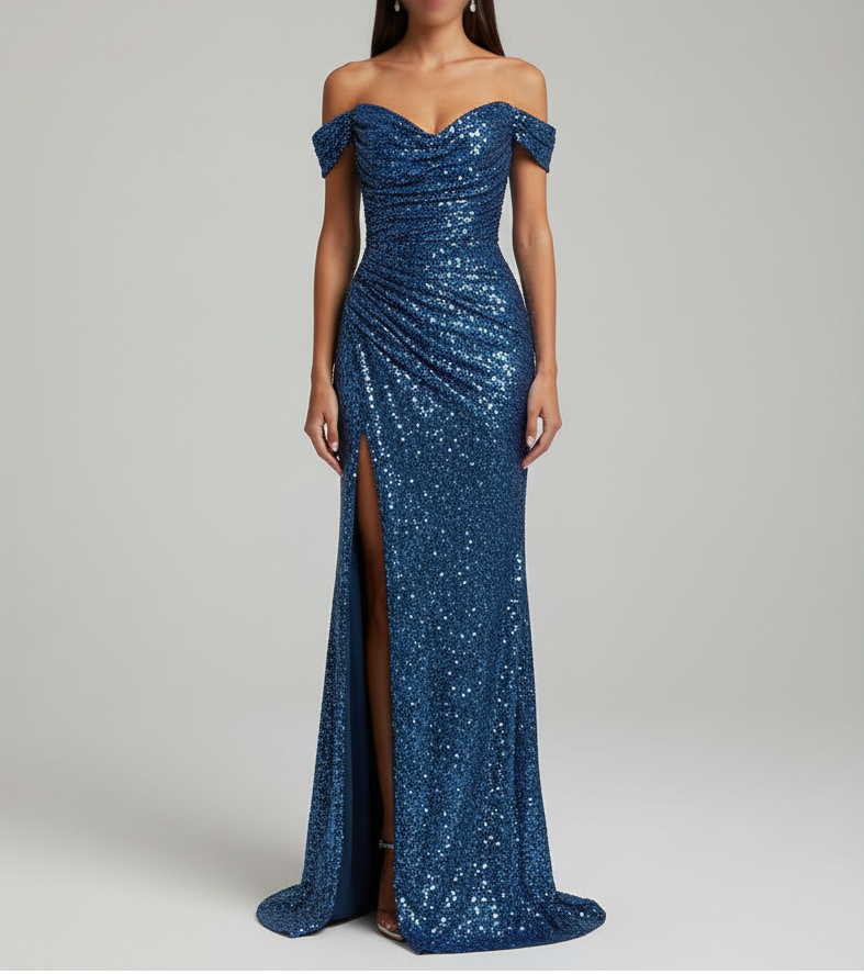 Damen Pailletten Abendkleid | Maxi