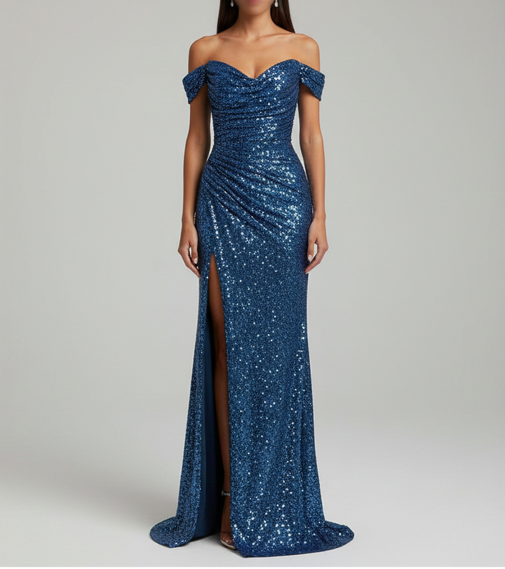 Damen Pailletten Abendkleid | Maxi