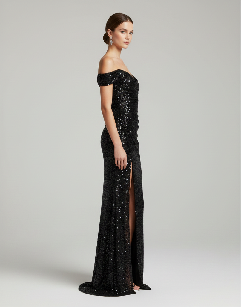 Damen Pailletten Abendkleid | Maxi