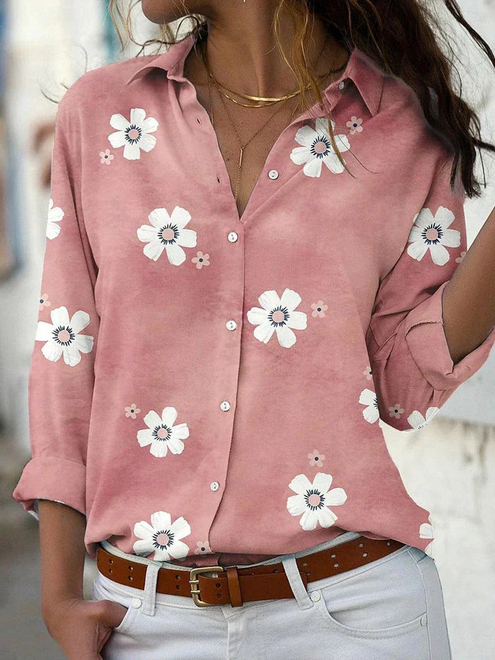Damen Blumen Sommerbluse | Mit Knöpfen