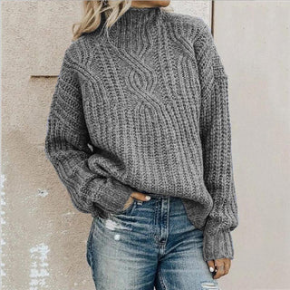 Sweter damska z dzianiny warkoczowej | Sweter casualowy