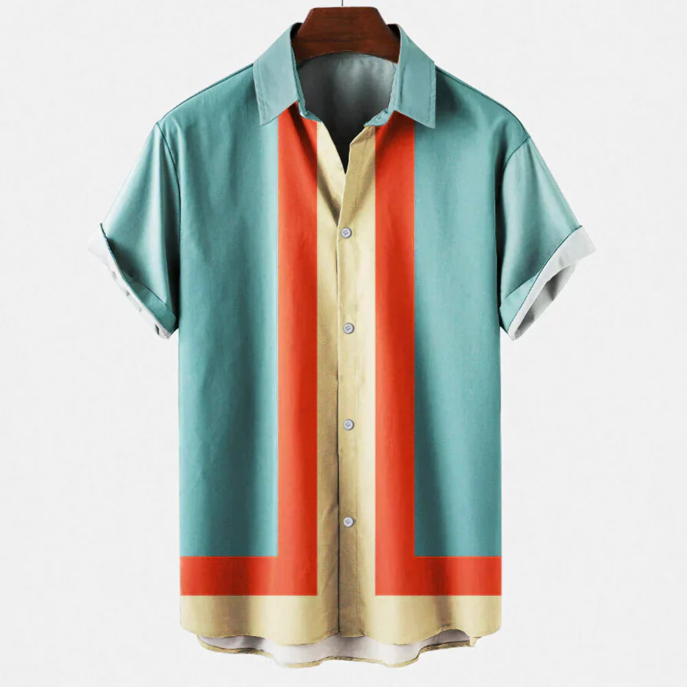 Herren Retro Hemd mit kurzen Ärmeln | Alltag