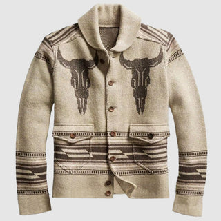Męski kardigan w stylu western | Zapięcie na guziki