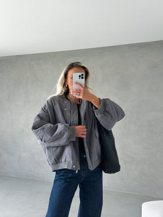 Kurtka Bomber Damska Pikowana Oversize | Lekka