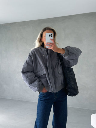 Kurtka Bomber Damska Pikowana Oversize | Lekka