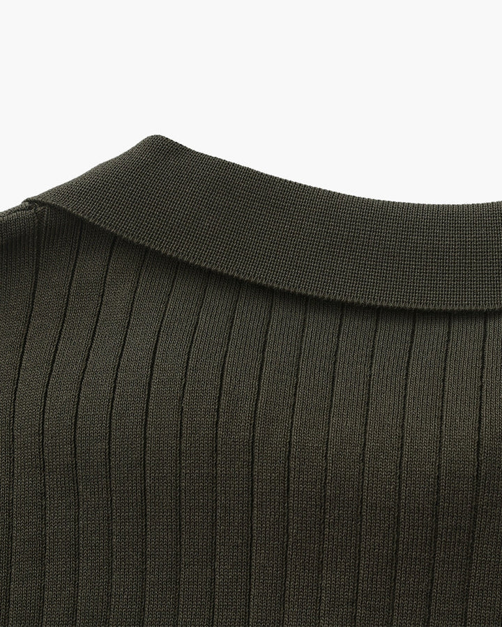 Herren Geripptes Polo-Shirt | Kurzarm