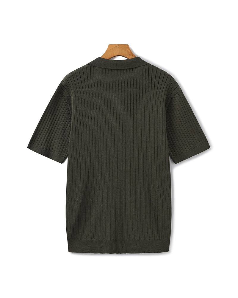 Herren Geripptes Polo-Shirt | Kurzarm