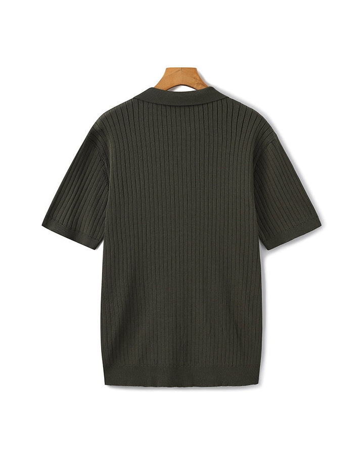 Herren Geripptes Polo-Shirt | Kurzarm