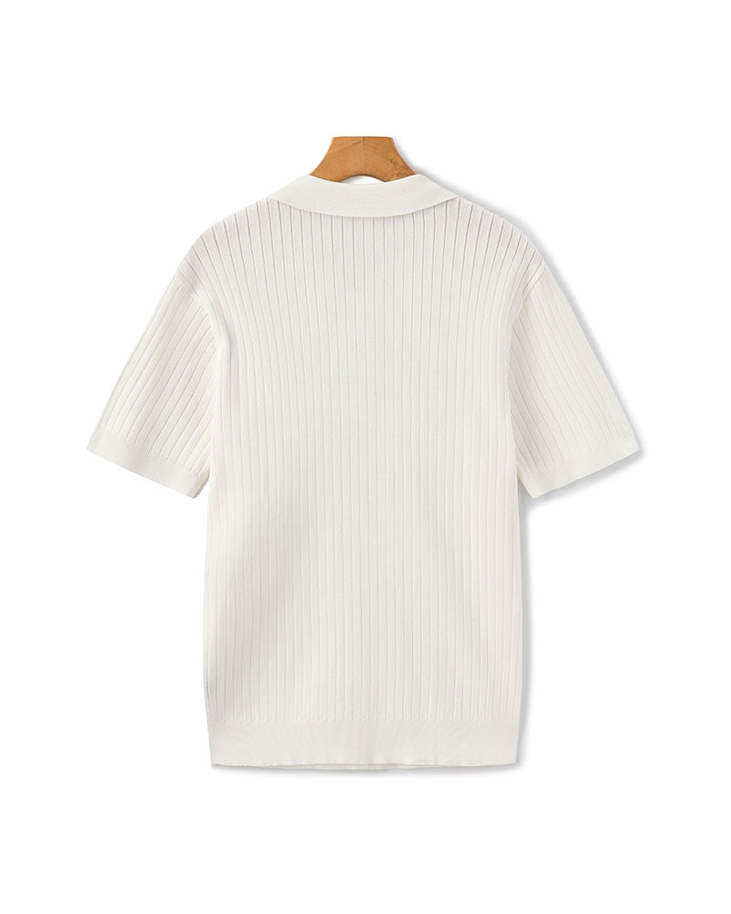 Herren Geripptes Polo-Shirt | Kurzarm