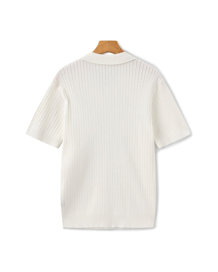 Herren Geripptes Polo-Shirt | Kurzarm
