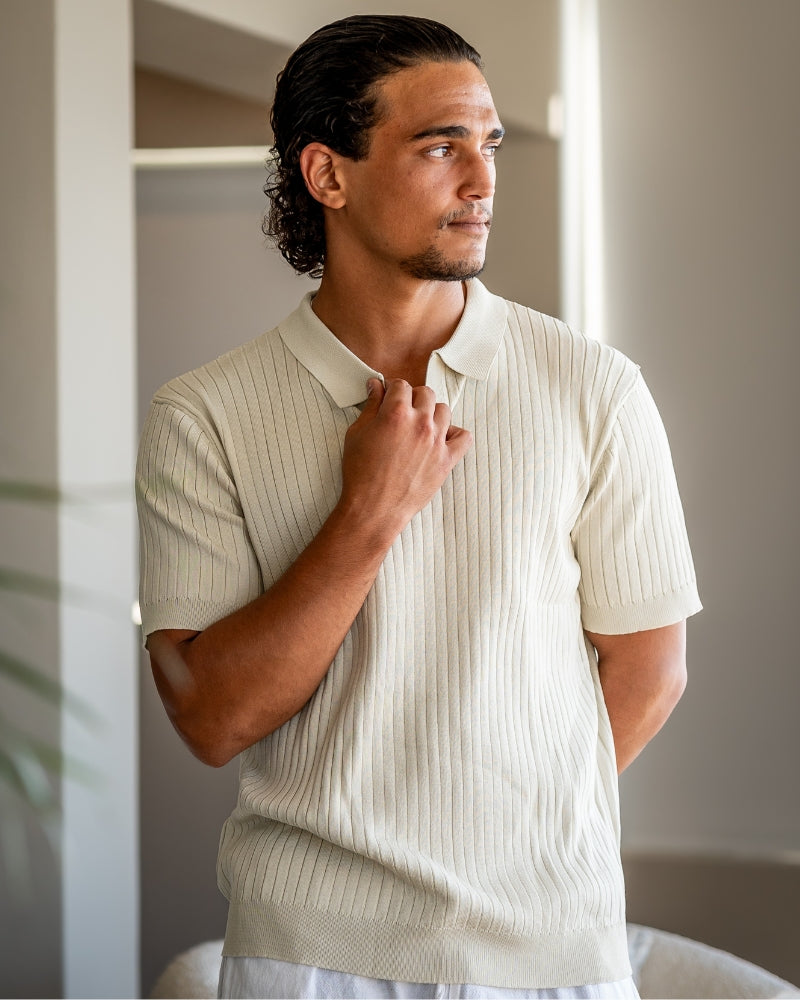 Herren Geripptes Polo-Shirt | Kurzarm