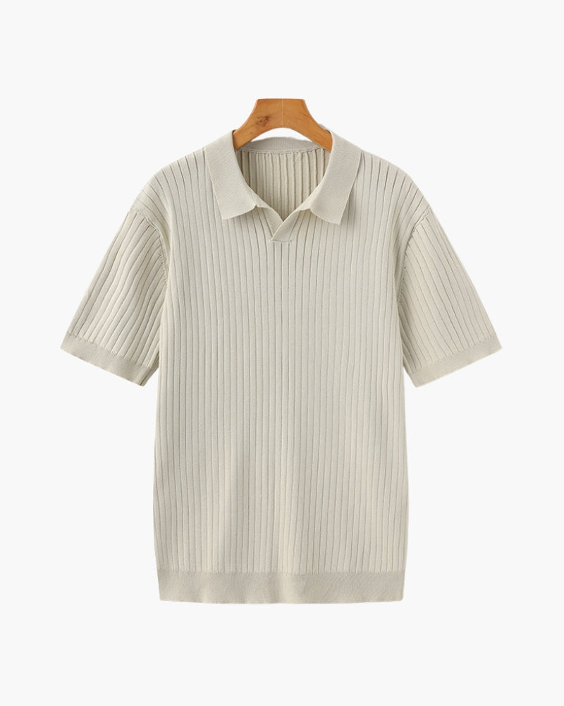 Herren Geripptes Polo-Shirt | Kurzarm