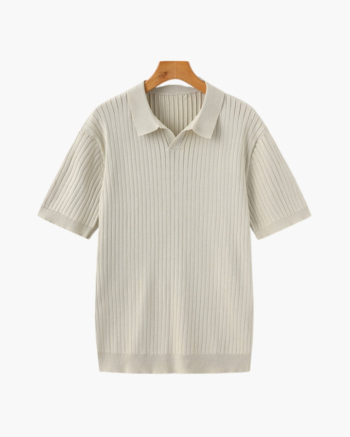 Herren Geripptes Polo-Shirt | Kurzarm