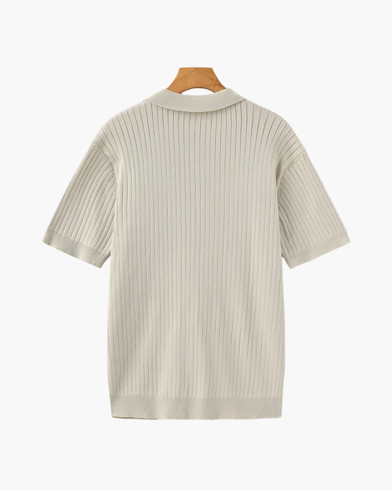 Herren Geripptes Polo-Shirt | Kurzarm