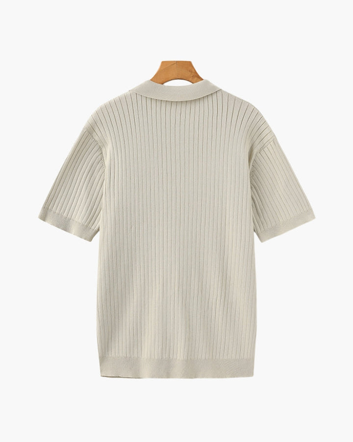Herren Geripptes Polo-Shirt | Kurzarm