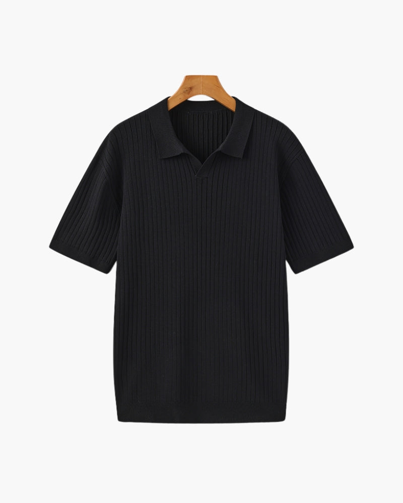 Herren Geripptes Polo-Shirt | Kurzarm