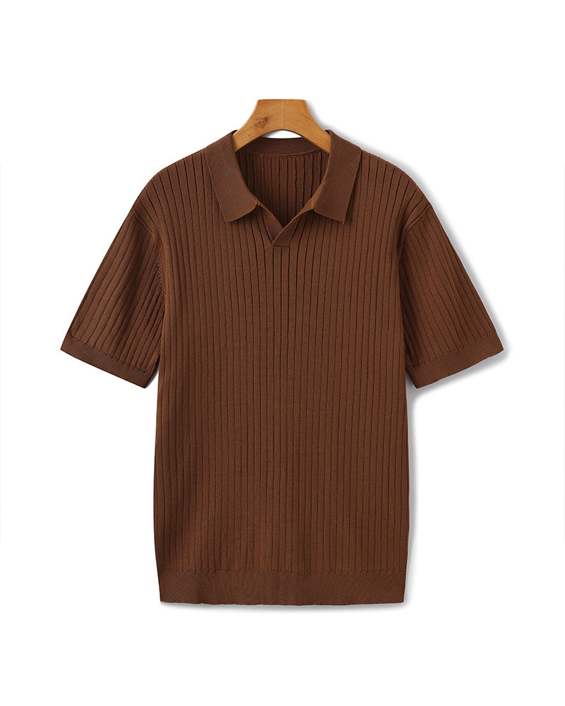 Herren Geripptes Polo-Shirt | Kurzarm
