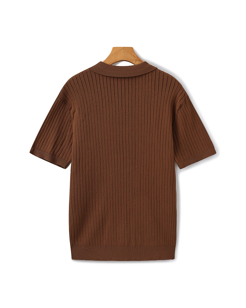 Herren Geripptes Polo-Shirt | Kurzarm